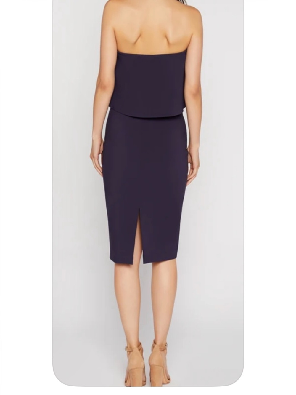 NWT LIKELY  Driggs Sheath Dress Navy Off Shoulder Foldover Midi Cocktail - Picture 4 of 15